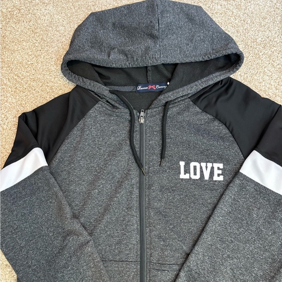 Striking gray black white zip hoodie. Excellent condition.  Size large. - Picture 2 of 7